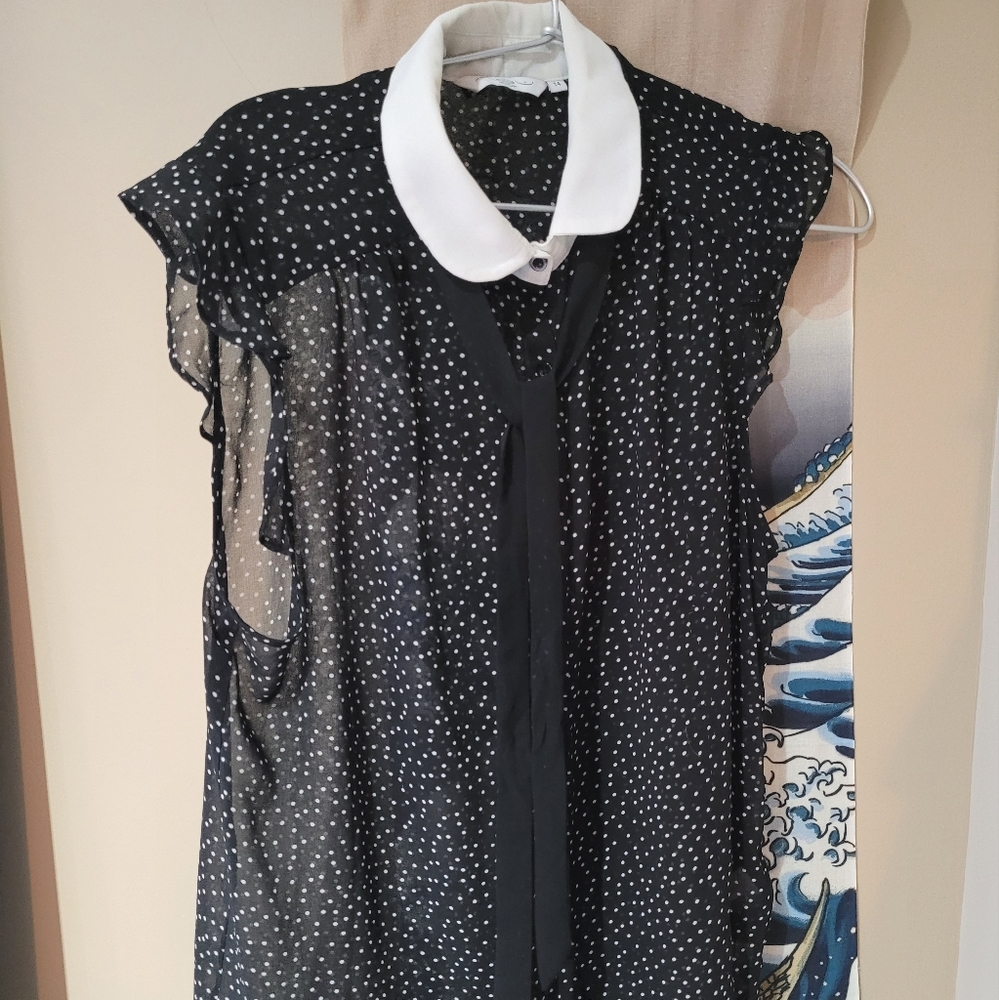 New Look polkadot sheer top with tieable bow.
